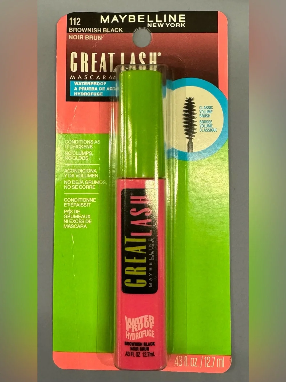 SET OF 3 Maybelline Great Lash Lengthening Mascara 112 Waterproof Brownish Black